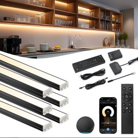 VST Smart Under Cabinet Lighting 6 Bars - UL Listed CRI 93+ Adjustable Strip Lights, Alexa & Google Home Compatible, App/Voice/Hand Wave Control for Kitchen Cabinets & Closets