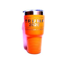 TRUMP 2020 Keep America Great - Engraved on 30 oz. Orange Stainless Steel Vacuum Insulated Tumbler - Both Sides Engraved