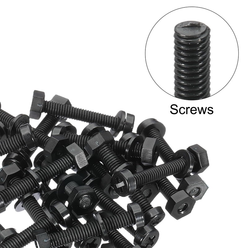 PATIKIL M4x25mm Black Nylon Bolts Plastic Nuts Full Thread Head