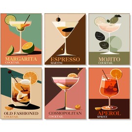 6 Pack Paint by Numbers Kit for Adults Beginners - 8x10 Inch Cocktail Adult Paint by Number Kits on Canvas, Cocktail DIY Acrylic Oil Number Painting Kits for Adults, Perfect for Gift Home Decor