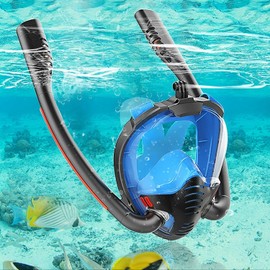 Full Face Snorkel MaskDouble-Tube Dry Top Diving Mask 180°Panoramic Anti-Fog UK (L/XL)