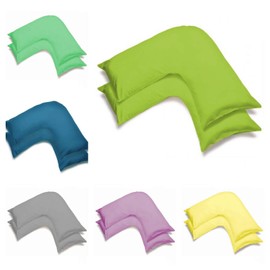 2 Pack Poly-Cotton Plain Dyed V Shaped Pillow Cases Covers - Orthopedic Pregnancy Maternity Back & Neck Support Nursing V Pillowcase Pair (Lime Green)