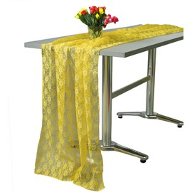 MDS Pack of 5Wedding 27 x 120 inches Long Sheer lace Table Runner for Wedding Banquets Decorations Birthday Parties, Engagements, Rustic Boho for 10Ft Table Runners - Yellow