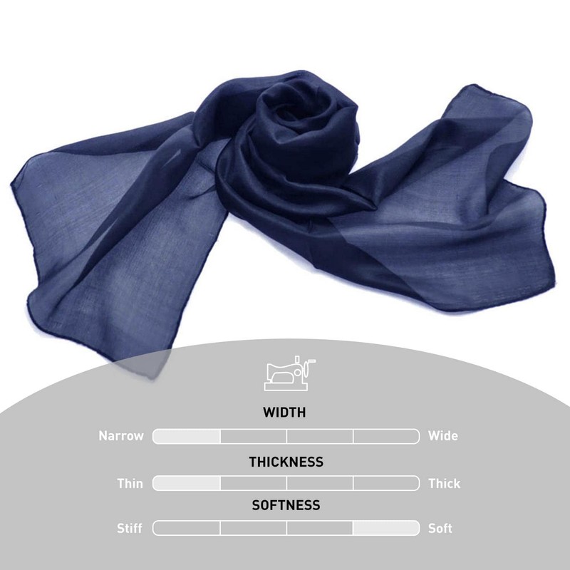 Basic Sense Plain 100% Genuine Silk Scarf Shawl, 25 x