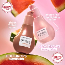 Hue Drops Face Serum Glow Bronzing Drops + Tinted Serum para iluminar e hidratar la piel. Prebase de maquillaje y iluminador para difuminar los poros y lograr un tono de piel uniforme y luminoso.