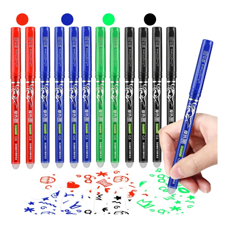 Set 12 Pz Plumas Borrables Surtidas Boligrafo Lapicero Borra