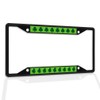 Fastasticdeals Metal Insert License Plate Frame Green Shamrock Leaf Weatherproof