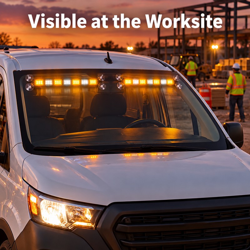162 LED Dual Car Windshield Strobe Warning Light Bars, 12–24V