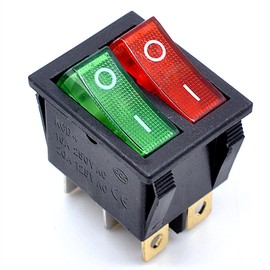 Ganasome 2pcs KCD4 Red Green Light 6P Terminals ON/Off Double SPST 2 Way Snap in Boat Rocker Switch - AC 250V 16A