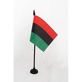 AFRO-American Table Flag 4'' x 6'' - African Desk Flag 15 x 10 cm - Black plastic stick and base- AZ FLAG