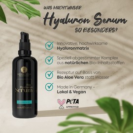 Organic Hyaluronic Acid Serum Highly Concentrated, Aloe Vera Instead of Water, With Natural Ingredients