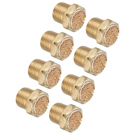 MECCANIXITY 8PCS Pneumatic Exhaust Muffler, 1/8" NPT Male Sintered Bronze Muffler Air Line Fittings for Pneumatic Tools and Industrial Machinery
