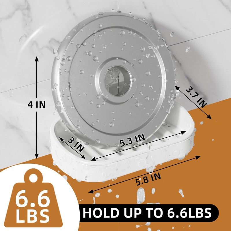 LEVERLOC Soap Dish Holder for Shower Suction Cup Wall Mounted