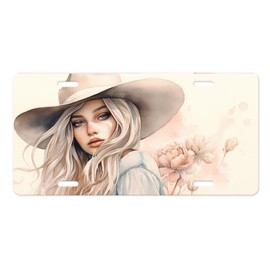 Twisted R Design Cowgirl Western Vanity Decorative Aluminum Front License Plate, Car Accessory, Vanity Tag (Blonde Cowgirl)