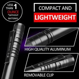 HYVCZP 4 Pack UV Blacklight Flashlights, Mini 395nm Blacklight Flashlights, Handheld Pen Lights with Clip Detector for Leak, Pet Urine, Hotel Inspection, Dry Stain and Dye Detector, 5.2 inch Long