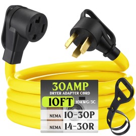 Kanayu 10 FT Dryer Adapter 4 Prong to 3 Prong, Dryer Convert Cord Compatible with NEMA 10-30P Plug to 14-30R Receptacle, 3 Male Plug 4 Female Outlet Receptacle, 10 AWG STW, ETL Listed