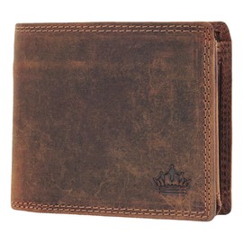 Manza Men's Leather Wallet with RFID Protection - Genuine Leather Wallet for Men - Extra Sturdy Double Stitching - 13 Slots for Credit Cards - Wallet in Landscape Format, brown, Landscape