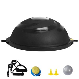 26-Inch Half Exercise Ball Trainer 1500lbs Stability Ball for Yoga Resistance Bands 26-Inch Balance Ball Trainer Ball BallTop Non-Slip Texture: Crescent Pattern, Color: Black Color