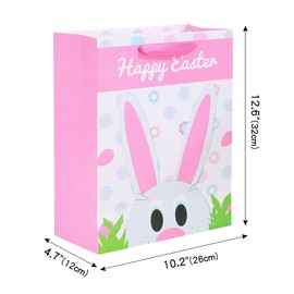 Vammy 13" Large Easter Gift Bag with Handles, 4 Pack Easter Paper Gift Bags (Cute Rabbit, Colorful Eggs, Happy Easter) for Easter Baskets, Easter Egg Hunts, Party Favors and Kids Presents