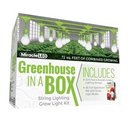 Miracle LED Greenhouse in a Box Grow Kit for Indoor Plants - Includes 8 Absolute Daylight Full Spectrum 100W Replacement Grow Light Bulbs & 2 4-Socket Corded Light Fixture