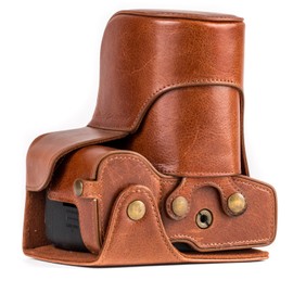 Megagear MG1193 Ever Ready Genuine Leather Camera Case Compatible with Canon EOS Rebel T8i, Kiss X10i, Rebel T7i, Kiss X9i, 77D, 9000D (18-55mm), Dark Brown