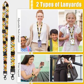 Ominia ID Badge Holder with Wrist and Breakaway Lanyard, Cute Retractable Badge Reel Keychain with Sliding Badge Holder with Phone Tether Tabs, ID Card Holder Name Badge Clip, Nurse Teacher Gifts