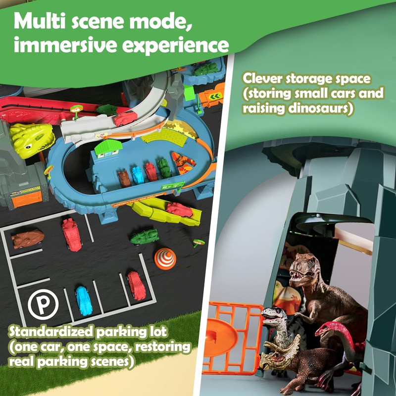 Dinosaur Race Track, Car Ramp Toy Set for Kids 3+