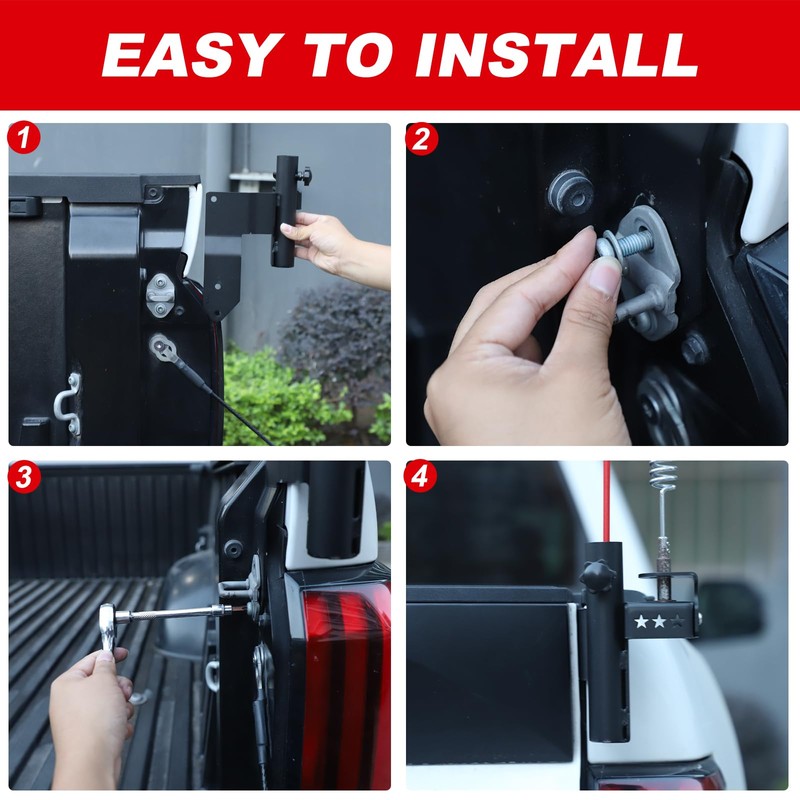 Car Rear Right Tailgate CB Antenna/LED Pod Light Mounting Brackets