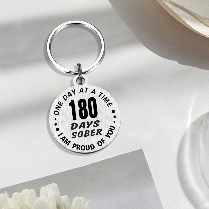 Alotozo 180 Days Sobriety Gift - 6 Months Sober Keychain