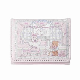 cute trifold coquette bear wallets for girls, small pink slim wallet for women, y2k id credit card holders