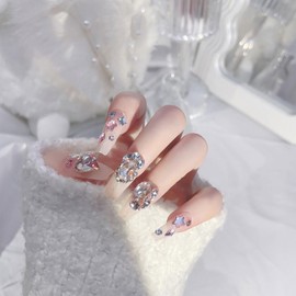 24枚セット ネイルチップ きらめくダイヤモンド 長さ 可愛い飾り 成人式 披露宴 パーティー 二次会 結婚式ネイル