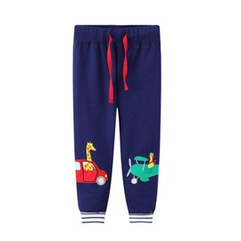 LOKTARC 2 Pack Toddler Pants for Boys Sweatpants Drawstring Active Kids Joggers Pants Aircraft Car Dinosaur 3-4 Years/Size 4T