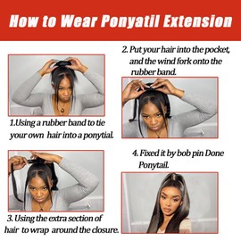 SAKALAKA Ponytail Extension Human Hair Clip in Pony Tail Hair Extensions for Black Women Straight Thick Natural Looking Hair Pieces Straight Human Hair Ponytail（20Inch）
