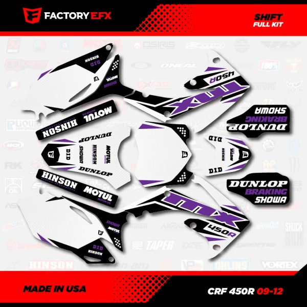 Factory EFX White & Purple Shift Racing Graphics kit fits