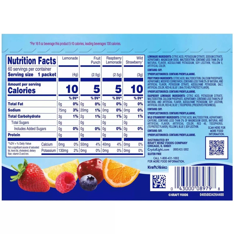 Crystal Light Lemonade Fruit Punch Powdered Drink Mix Variety Pack