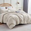 CozyLux Beige Comforter Set Full Size, 3 Pieces Solid Breathable