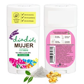 DIADIÉ Desodorante natural, desodorante para mujer. Humor fuerte. Elimina mal olor, no tapa los poros. 24hrs. Libre de aluminio