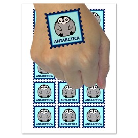 Antarctica Travel Baby Emperor Penguin Temporary Tattoo Water Resistant Fake Body Art Set Collection - 54 1" Tattoos (1 Sheet)