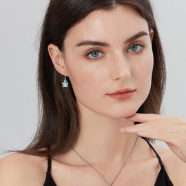 Dangle Drop Earrings Dangle Earrings Leverback Earrings Suqare Earrings for Women Sterling Silver Dangle Earrings Blue Drop Earrings Luxury Lever Back Earring ZDaoBen