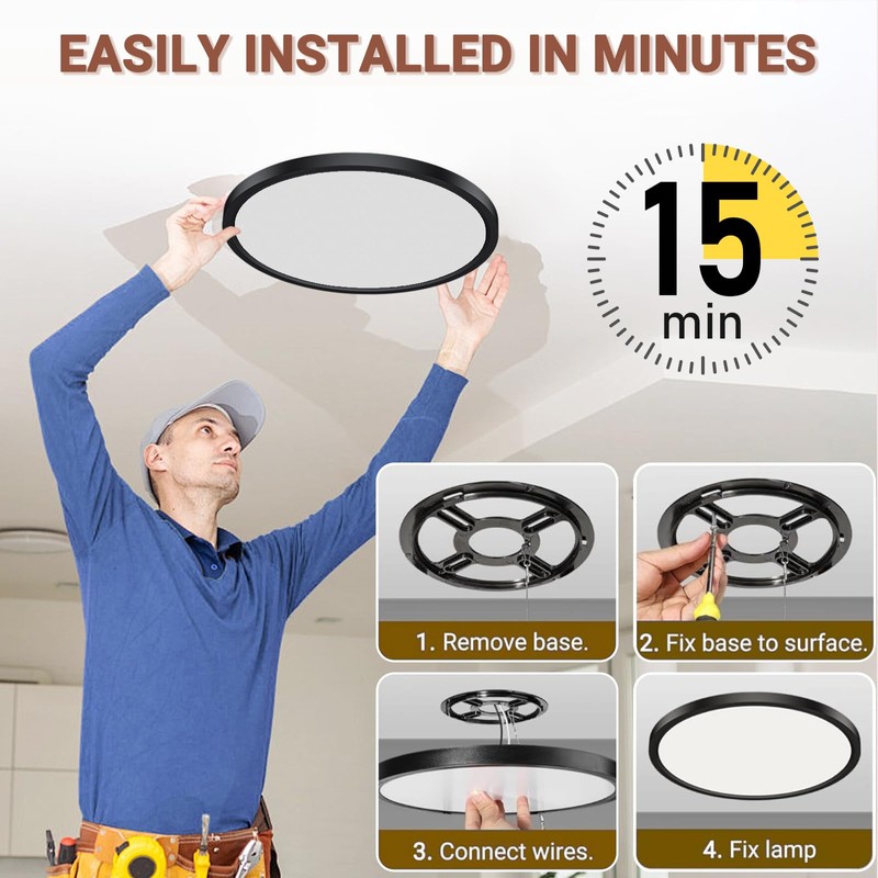 YELIOLED 6 Pack 12 Inch LED Flush Mount Ceiling Light
