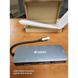 Amber USB-C Hub USB 3.1 Adapter 4K HDMI Dock LAN VGA SD Card Reader. USB-C port Laptop