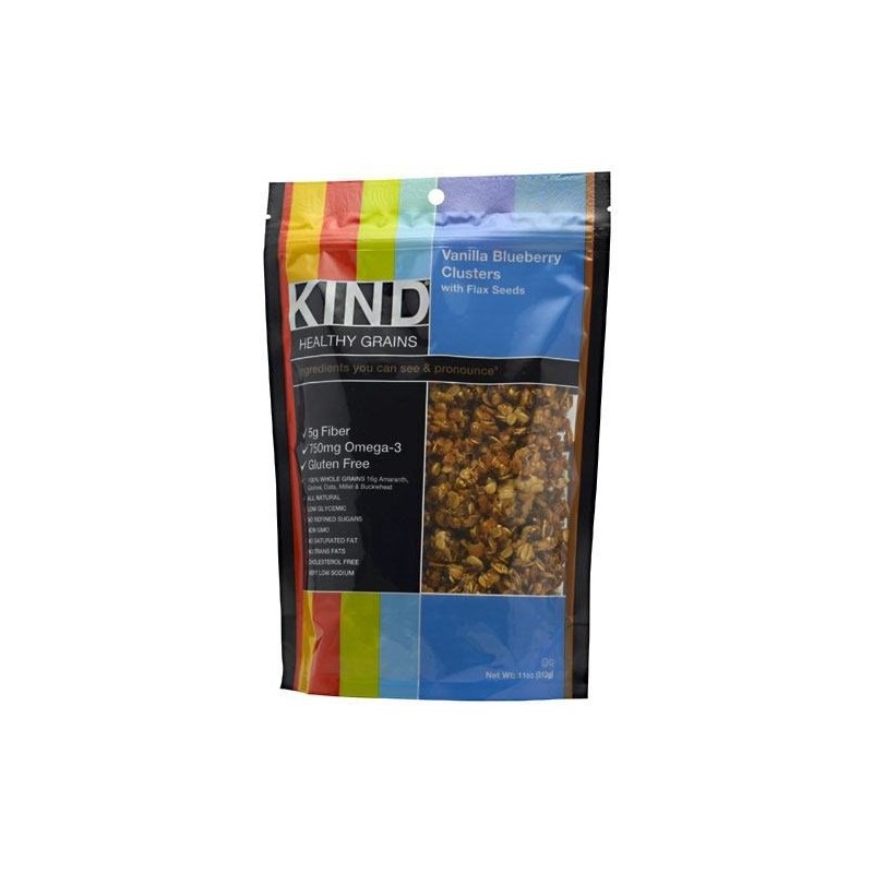 Kind Bar Healthy Grains Clusters: Vanilla Blueberry with Flax Seeds;