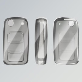 OFFCURVE Transparent Car Key Cover, Key Cover Key Case for VW Volkswagen Polo Golf 4/5/6 Multivan T5 Caddy Jetta Bora Superb Passat Skoda Fabia Seat Ibiza