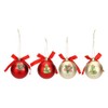 THUN, Set of 4 Christmas Baubles Red and Gold Polyester,