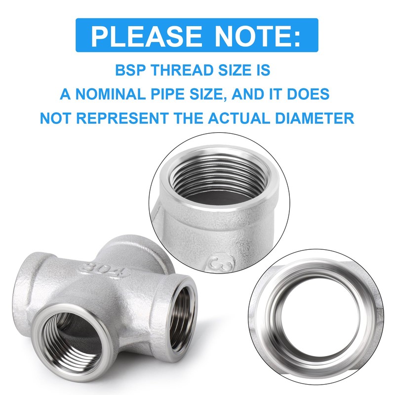 ERGAOBOY 1 Piece 304 Stainless Steel 1" BSP Female 4-Way