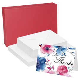 PATIKIL 60 Sets Pure Cotton Watercolor Cards 140lb/300 GSM Postcards with Envelopes for Art Painting Creative Thank Notes, 5x7 Inch Foldable Size(Red)