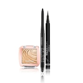 Deborah Milano 24 Hour Automatic Waterproof Eyeliner Kit 01 Black Eye Shadow Color Lovers 03 Super Gold Creamy Long Hold and 24 Hour Eyeliner Extra Matte Long Hold