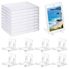 BORISCA 8 Pcs 35PT Magnetic Card Holder, Inner Diameter 64.4 * 89.5mm Acrylic Card Case Hard with 8 Pcs Trading Card Stand, Hard Card Sleeves, Protective Set