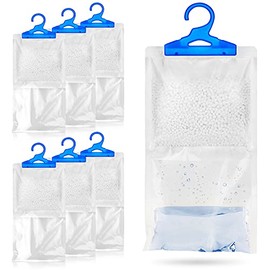 Set of 6 Hanging Wardrobe Dehumidifier Bags - 250g Each - Stop Damp, Mould Mildew & Condensation. For Use In Wardrobe, Home, Kitchen, Garage, Bedroom, Caravan, Office