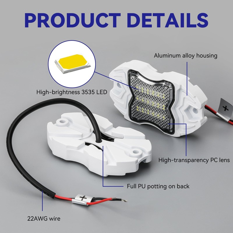 Dual‑Color White & Blue 12V IP68 LED Deck Courtesy Boat